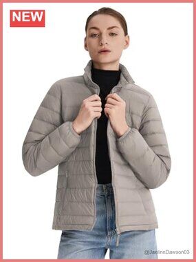 Lightweight Packable Quilted Down Puffer Coat Stand Collar Women